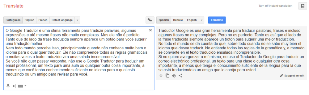 google translate - espanhol
